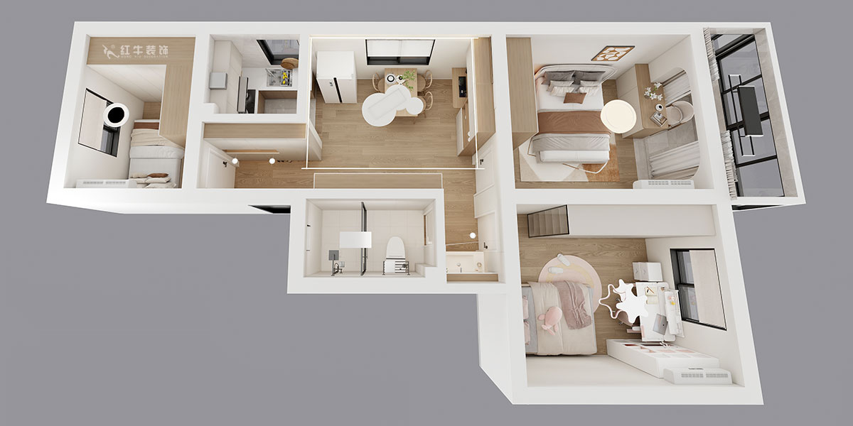 刘小勇｜宁工新寓二村115号501-75㎡-现代简约风格｜3室1厅1卫｜老房装修｜定制家｜全包10万｜00_04鸟瞰图